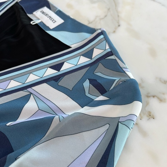 EMILIO PUCCI BLUE MULTI PRINT LONG SLEEVE DRESS SIZE IT 42 / US 8 NWOTS! - Picture 15 of 17